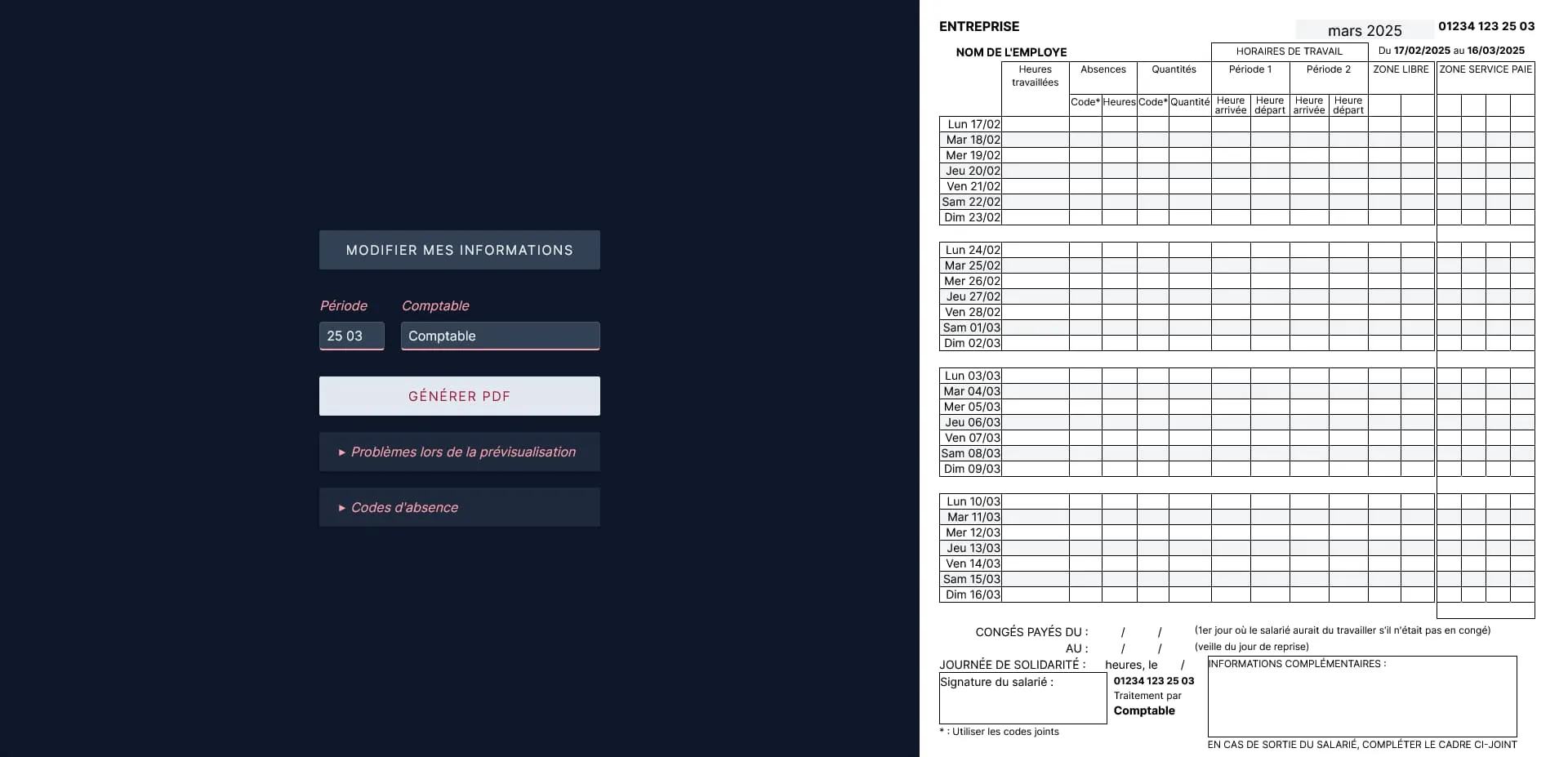 Capture d'écran de Attendance Sheet