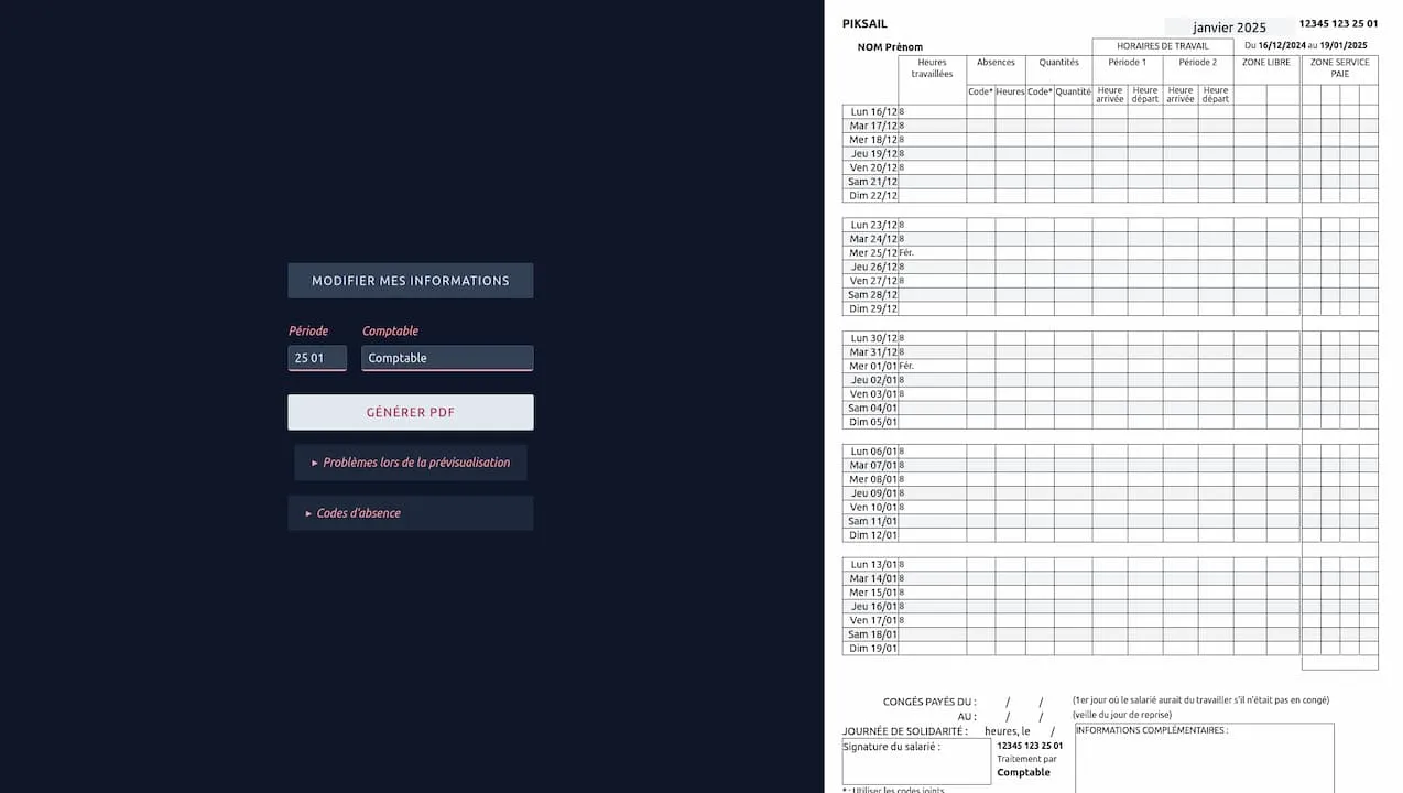 Capture d'écran de Attendance Sheet